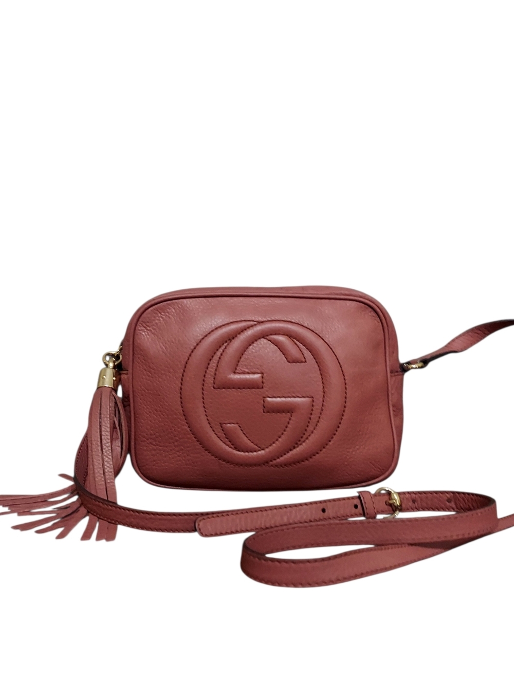 Gucci Soho Disco Tassel Crossbody Rose Leather Gently Loved